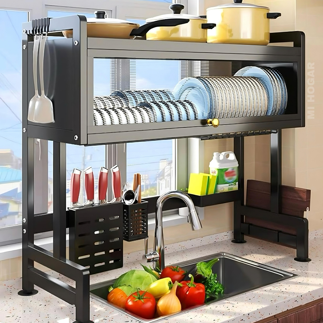 Platero Escurridor con Tapa de 85 cm de Acero Inoxidable