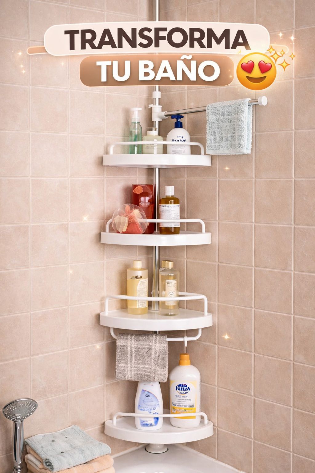 CornerMax® – Organizador Esquinero de Baño 4 Niveles AJUSTABLE