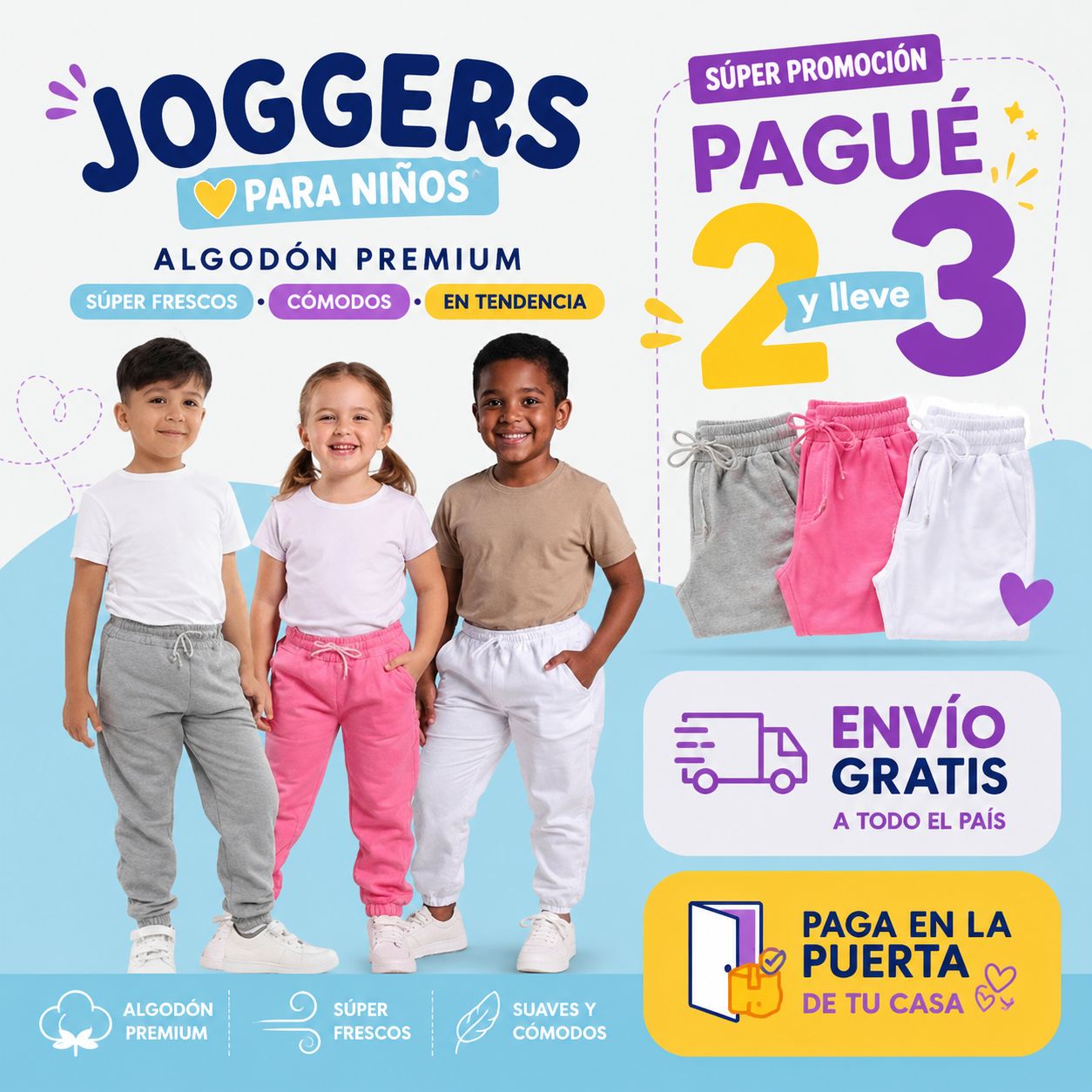 Jogger Premium para Niños Cómodos y Frescos | 100% Algodón