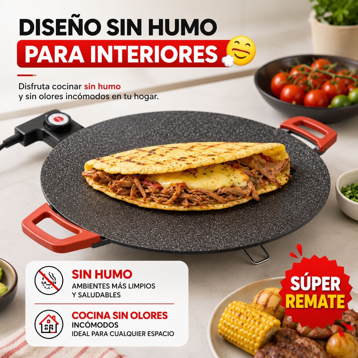 Grillsteak | Parrilla Eléctrica Antiadherente Tipo Coreano 800W