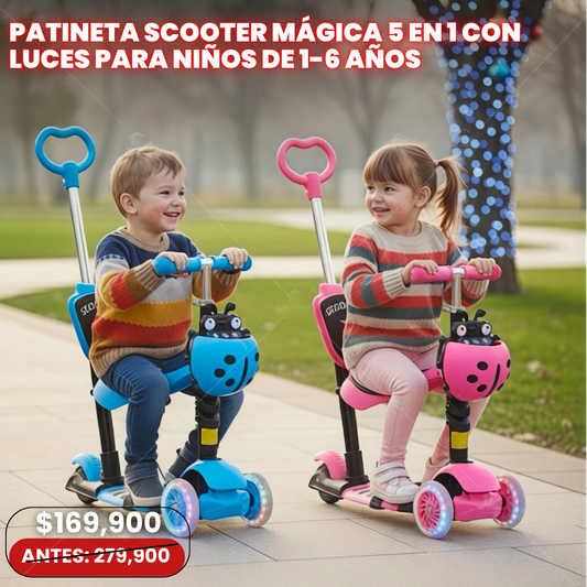 Scooter Mágica con Luces 5 en 1 para Niños de 1-6 Años