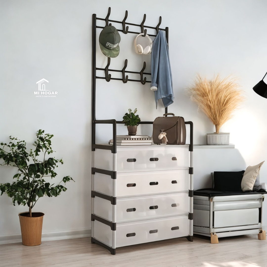 Dualrack | Perchero y Zapatero con Cajones 5 Niveles