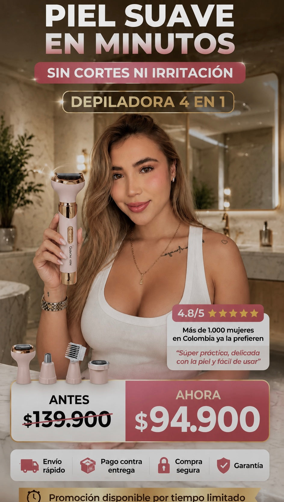 Depiladora de dama 4 en 1