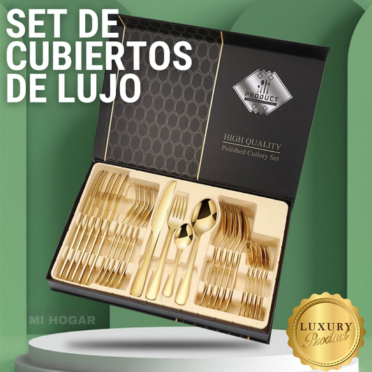 Set de Cubiertos de Lujo en Acero Inoxidable x24