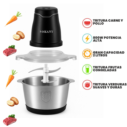 Molino Picador Eléctrico Acero Inoxidable 2Litros