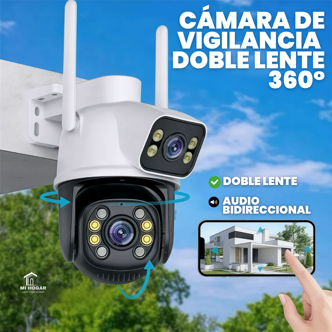Cámara de Seguridad de Doble Lente Tecnología 360°