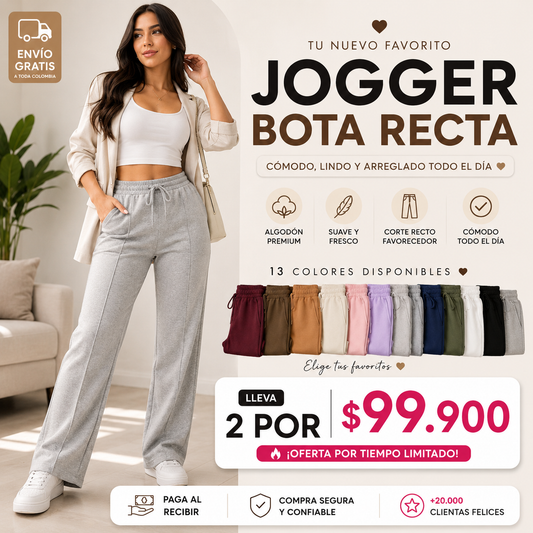 Jogger Premium Bota Recta Cómodo y Fresco | Algodón 100%
