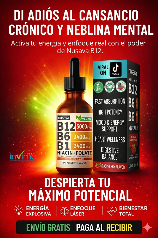 VITAMINA B12 5 EN 1 TIPO GOTERO - SABOR FRAMBUESA 60ML