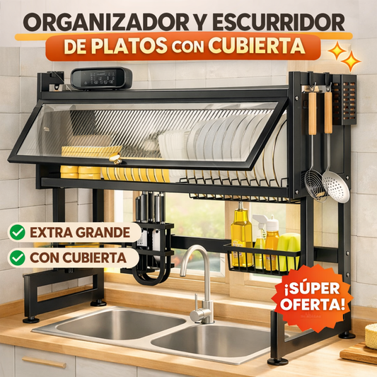 Escurridor Elevado con Cubierta - Acero Inoxidable 65cm