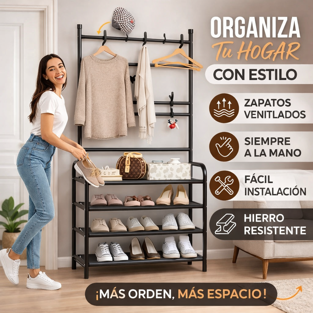 Dual rack® | Perchero y zapatero para 16 pares