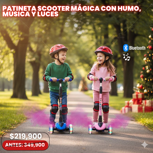 Patineta Scooter Mágica con Humo, Música y Luces