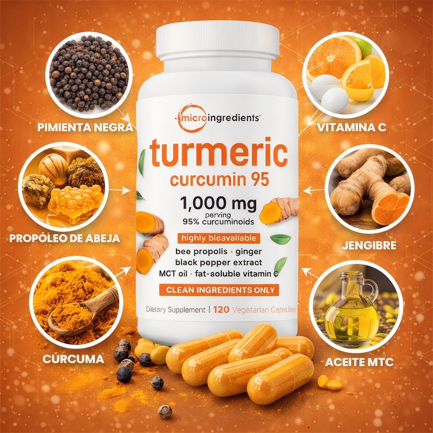 Turmeric® Curcumin 95% -Alivio natural para el dolor de rodillas y articulaciones