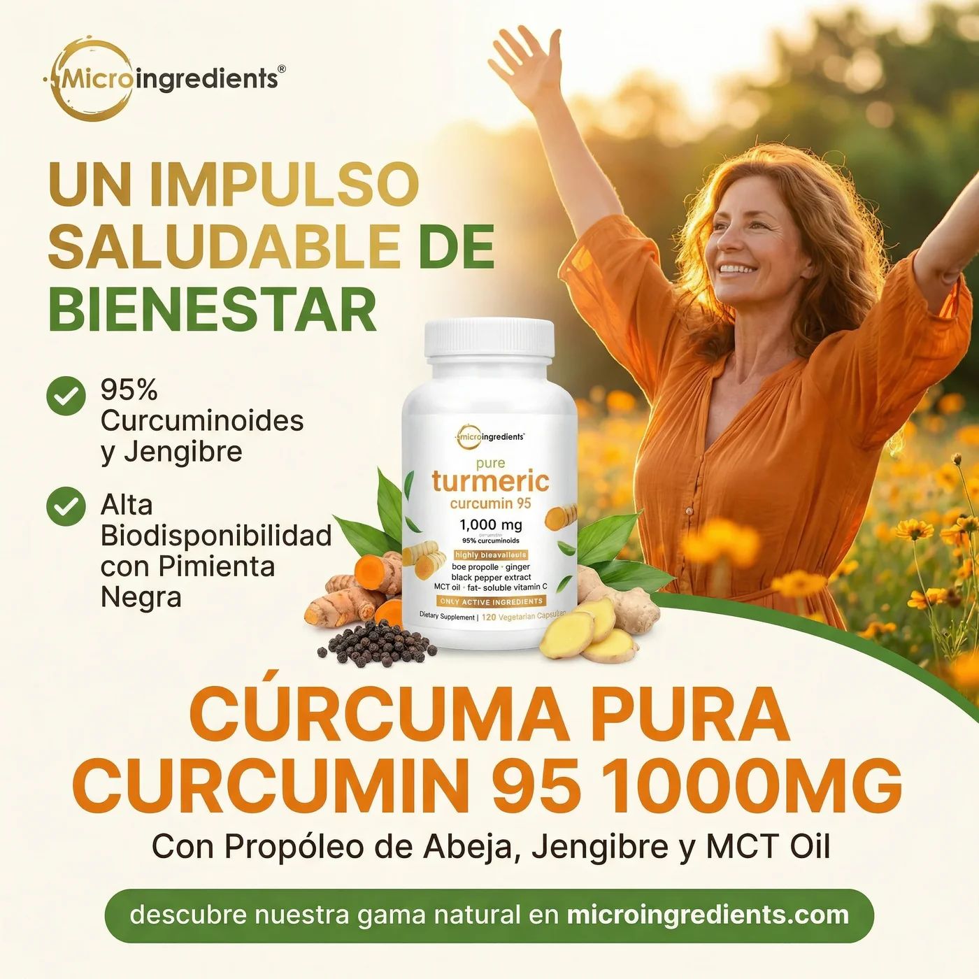 Turmeric® Curcumin 95% -Alivio natural para el dolor de rodillas y articulaciones