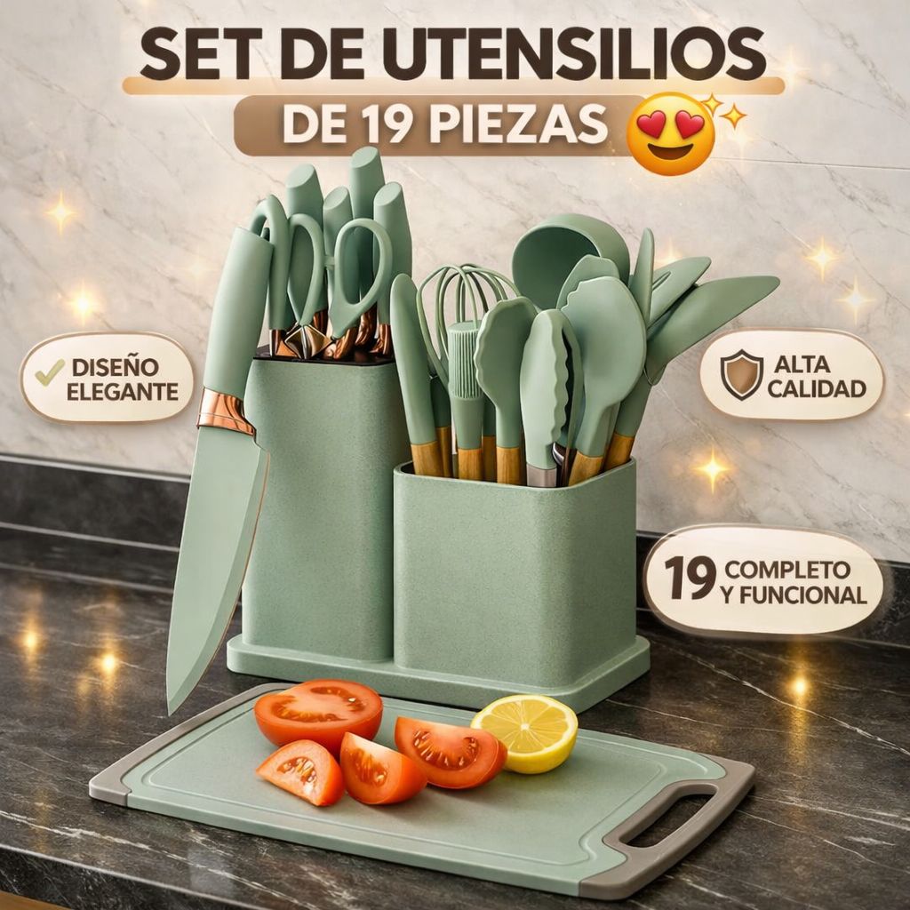 Set Completo Utensilios de Silicona x19 piezas + Envío Gratis