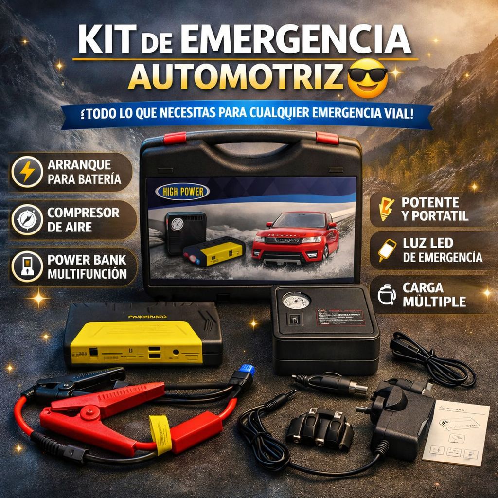 Kit de Emergencia Automotriz - Iniciador de Batería y más