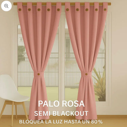 Cortinas Semi Blackout Jacquard 2 Paños 140x210cm