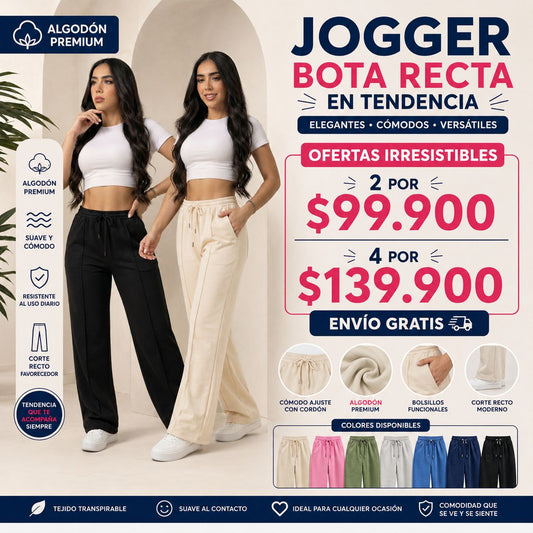 Jogger Premium Bota Recta Cómodo y Fresco | Algodón 100%