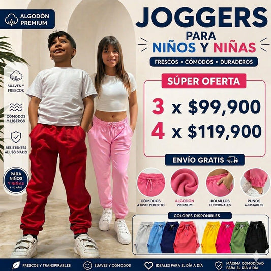 Joggers Premium para Niños Cómodos y Frescos | 100% Algodón