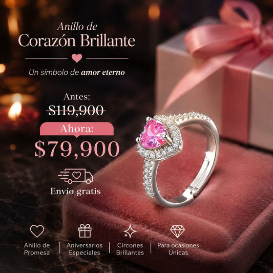 Anillo Corazón Tipo Pandora con Circones Brillantes