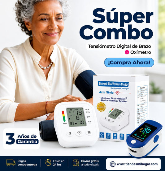 Kit Vital | Tensiómetro Digital Con Altavoz + Oxímetro de Pulso
