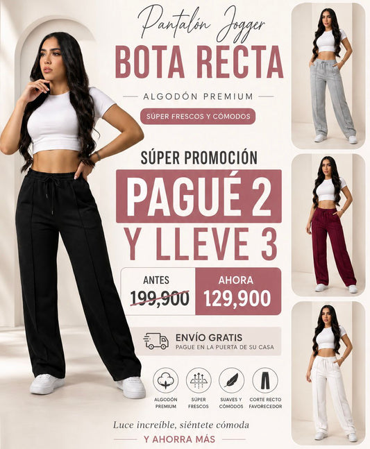 Jogger Bota Recta Premium Cómodo y Fresco | Algodón 100%
