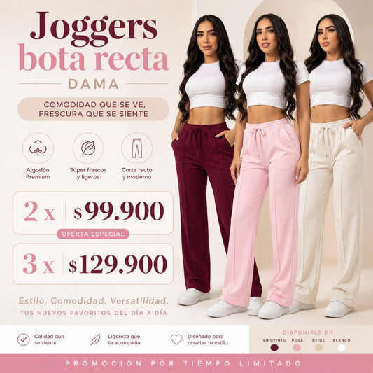 Jogger Premium Bota Recta Cómodo y Fresco | Algodón 100%