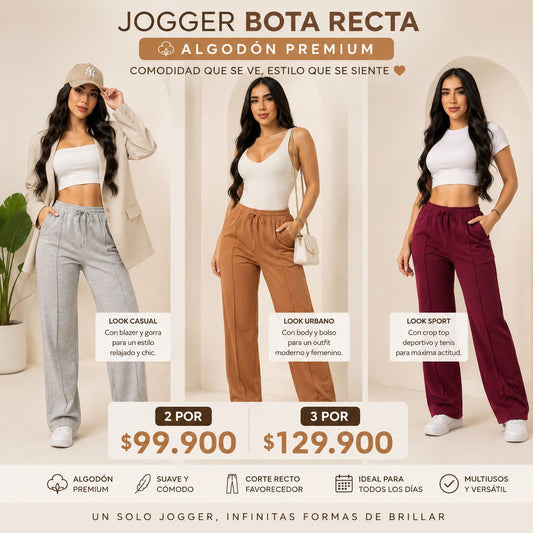 Jogger Premium Bota Recta Cómodo y Fresco | Algodón 100%