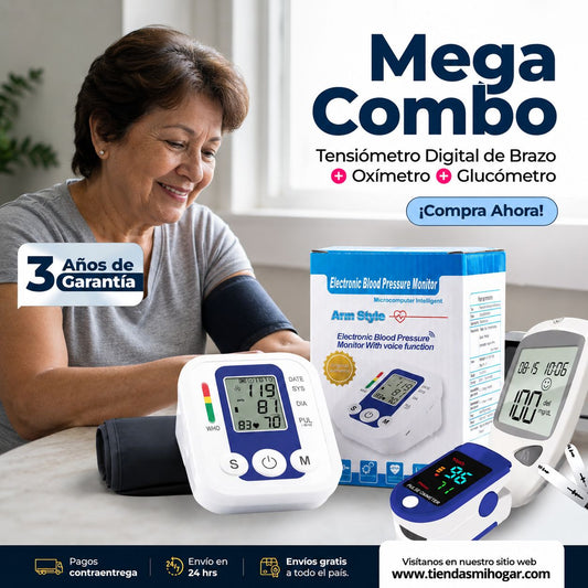 Kit Vital Plus | Tensiómetro Digital + Oxímetro + Glucómetro