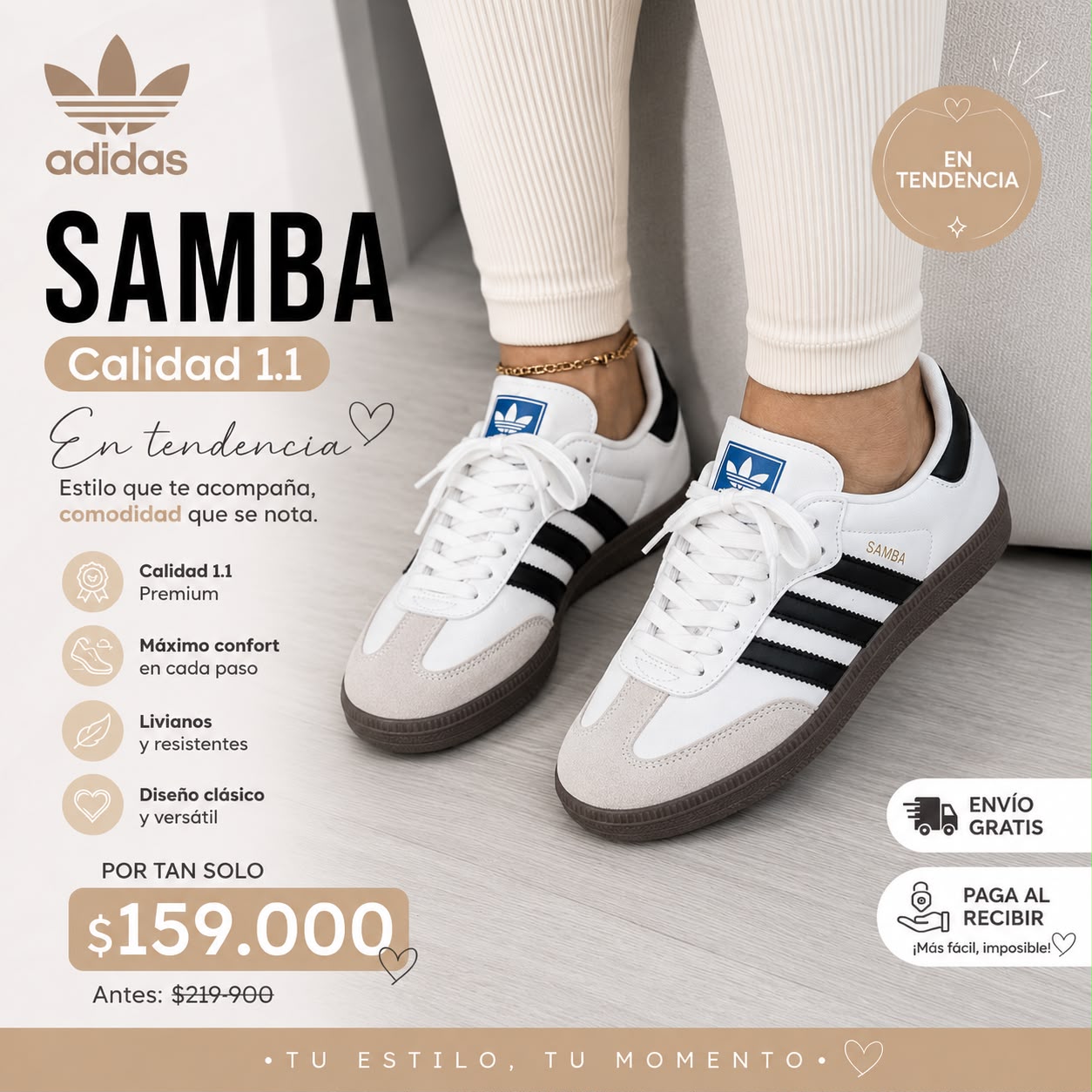 Adidas Samba Blanco con Negro Dama 1.1 🇺🇸