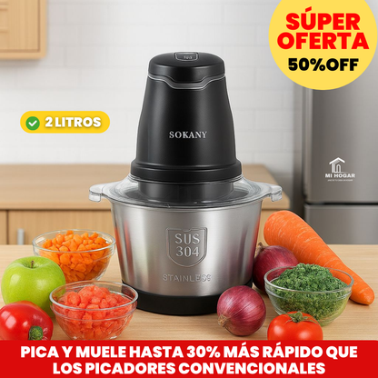 Molino Picador Eléctrico Acero Inoxidable 2Litros
