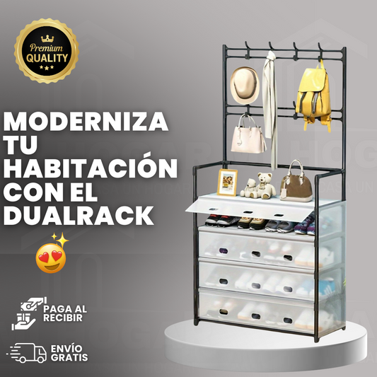 Dualrack Pro® |Perchero y Zapatero con Cajones 16 Pares